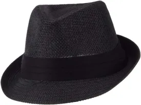 Ashen Fane Kid's Paper Straw with Black Band Fedora Hat