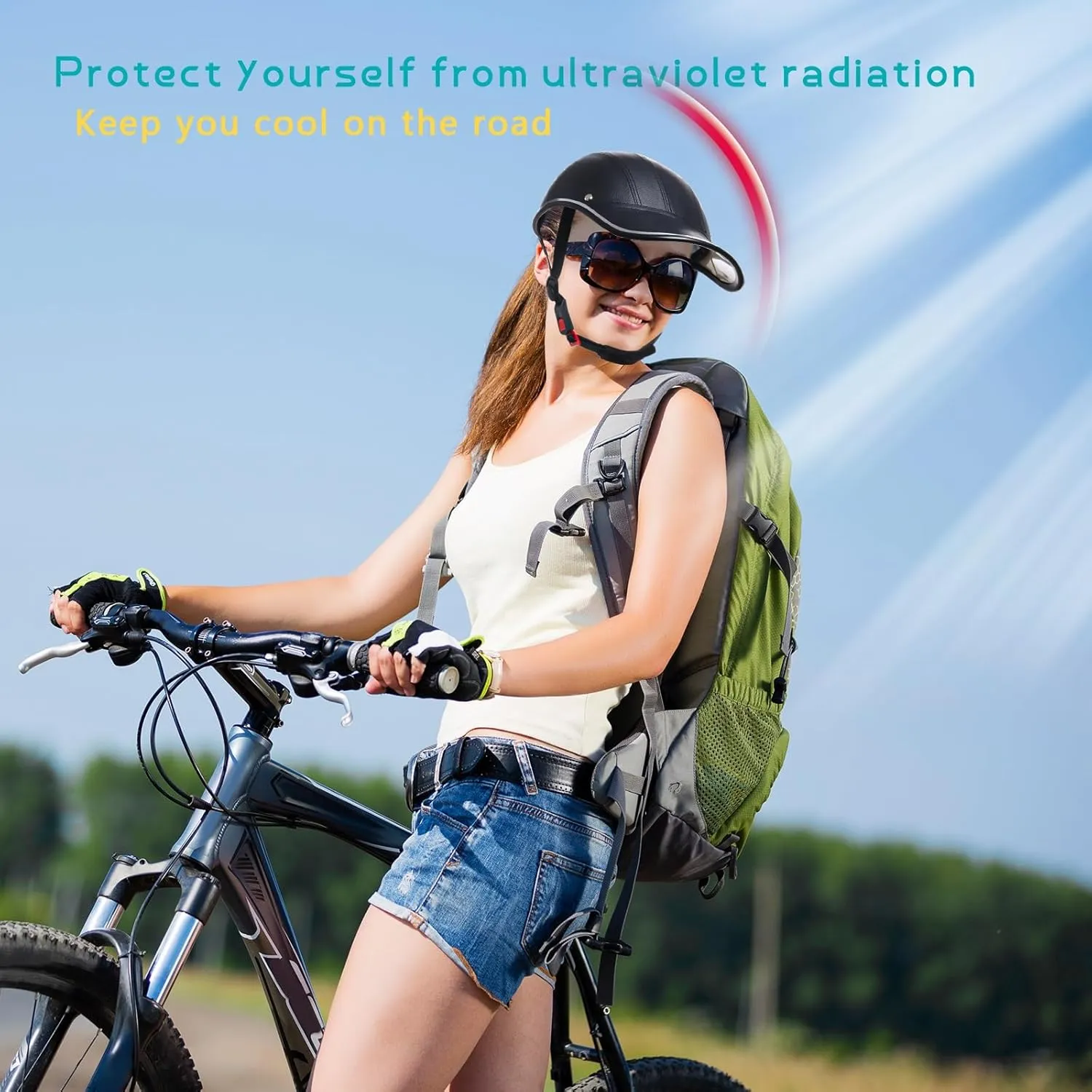 Bicycle Helmet PU for Adults Small/Large Baseball Cap Bike Helmet for Women and Men Adjustable Safe Sunshade 21.7-24.4 INCH Bike Cycling Helmets