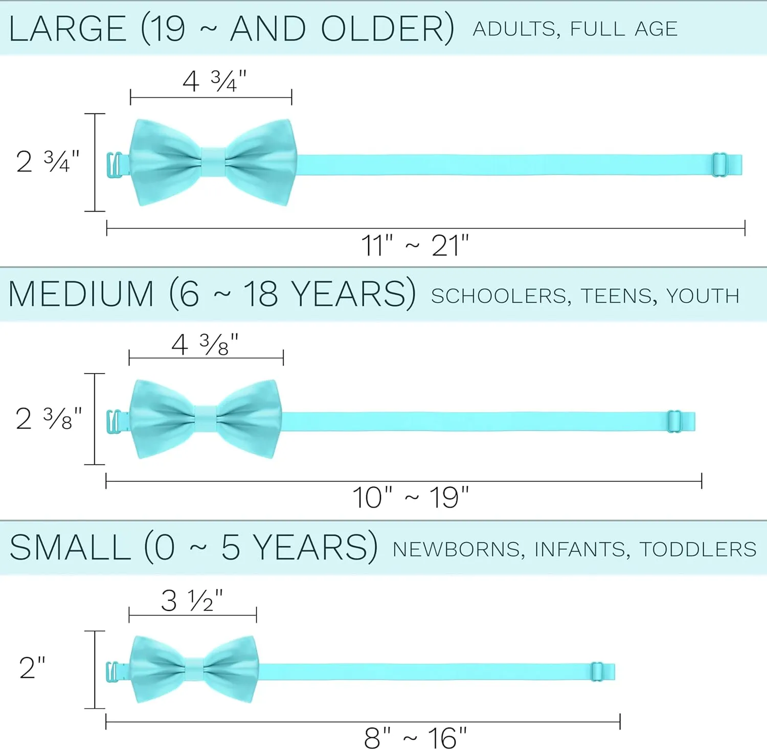 Bow Tie House Satin Classic Pre-Tied Bow Tie Formal Solid Tuxedo for Adults & Children