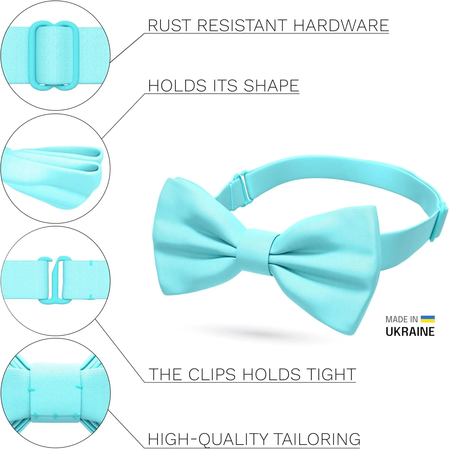 Bow Tie House Satin Classic Pre-Tied Bow Tie Formal Solid Tuxedo for Adults & Children