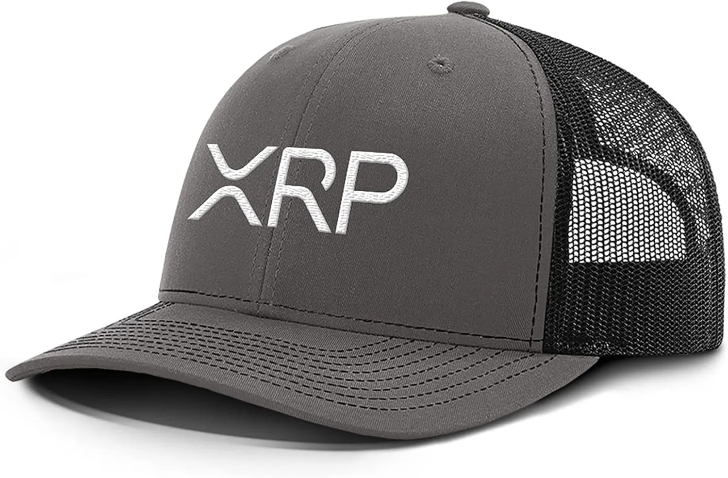BustedTees XRP Back Mesh Hat Casual Wear Crypto Baseball Cap for Mens & Womens Breathable Mesh Adjustable Snapback Strap