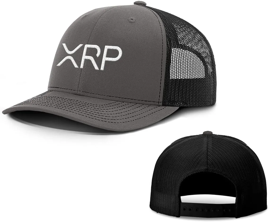 BustedTees XRP Back Mesh Hat Casual Wear Crypto Baseball Cap for Mens & Womens Breathable Mesh Adjustable Snapback Strap