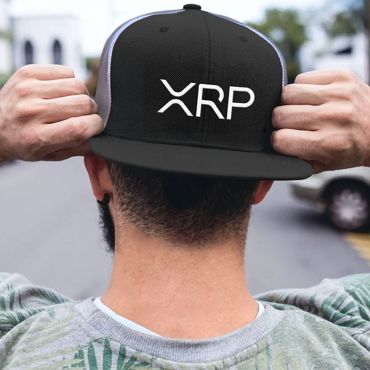 BustedTees XRP Back Mesh Hat Casual Wear Crypto Baseball Cap for Mens & Womens Breathable Mesh Adjustable Snapback Strap