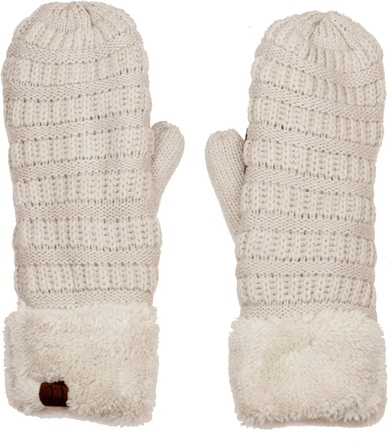 C.C Unisex Winter Warm Inner Fuzzy Lined Anti-Slip Cuff Mittens
