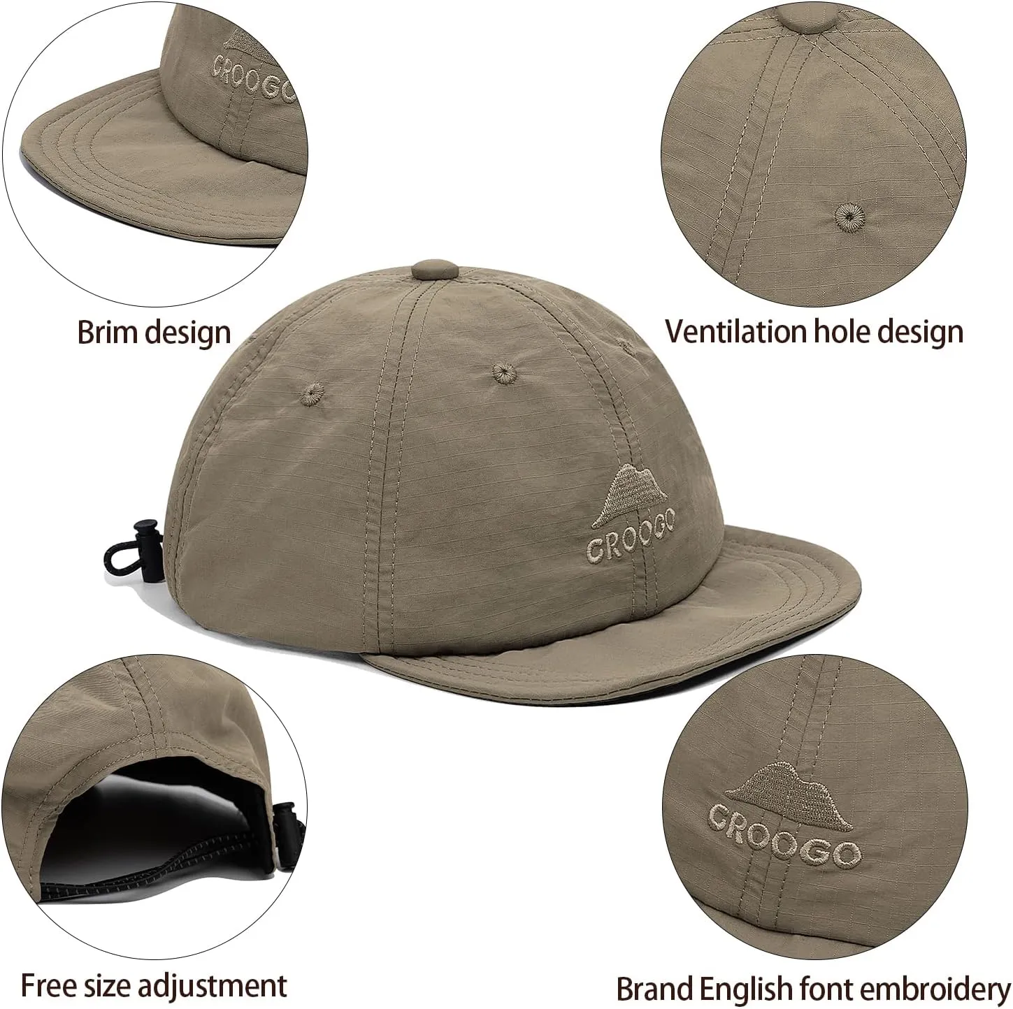 Croogo Quick Dry Short Brim Baseball Cap Soft Flat Bill Sun Hats Lightweight Trucker Caps Waterproof Umpire Short Bill Cap