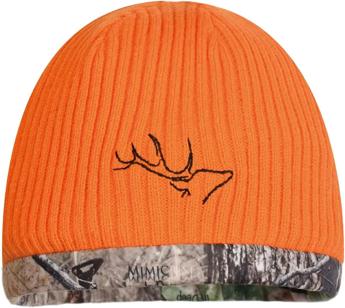EDTREK Waterproof and Windproof Camo Beanie - Timber and Blaze Orange Camo Performance Hunting Hat