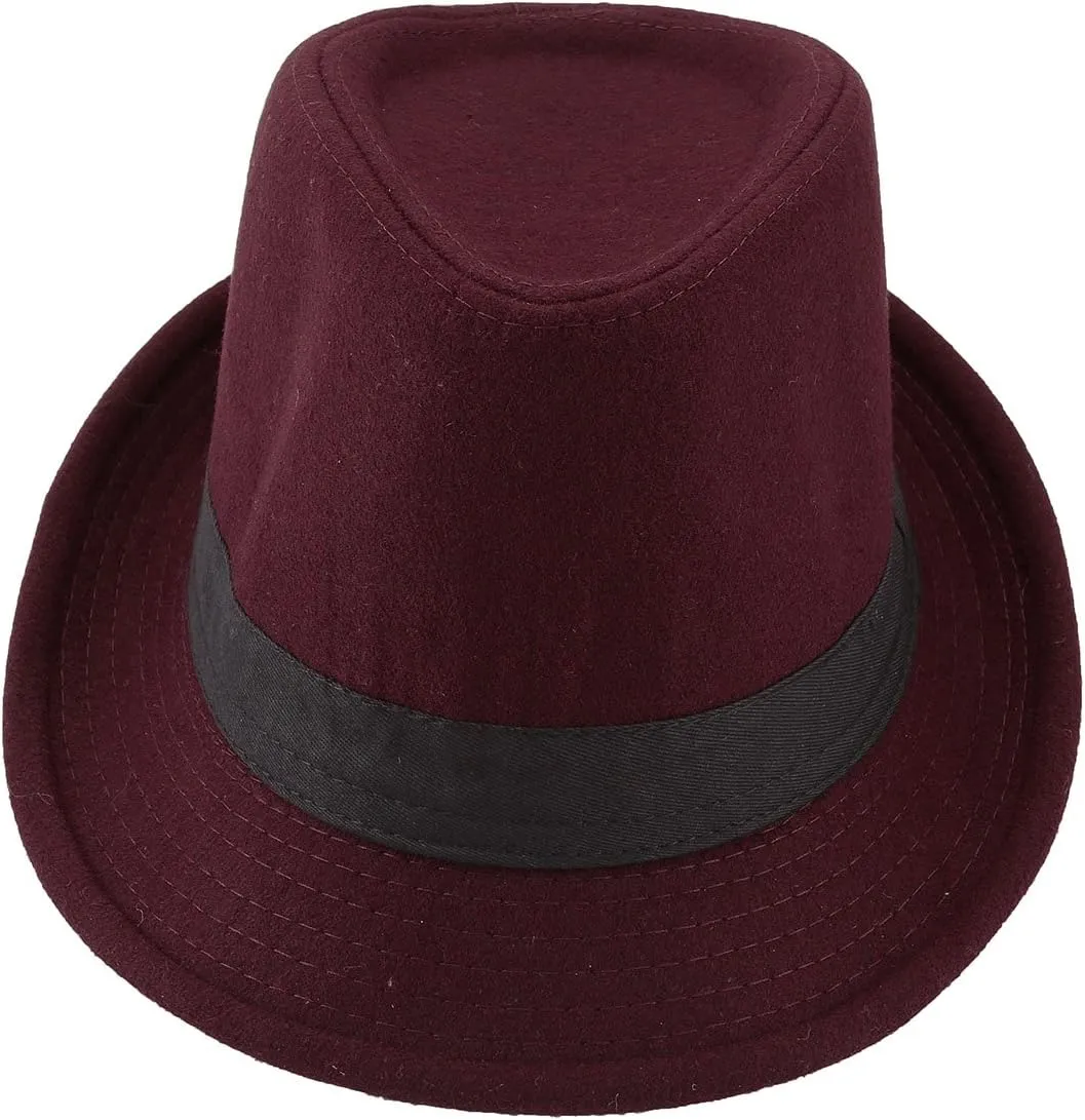 FALETO Unisex Classic 20s Trilby Fedora Hat with Band Casual Jazz Cap Manhattan