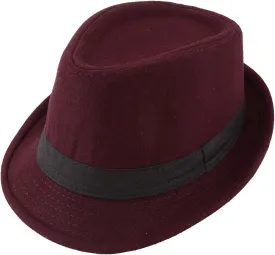 FALETO Unisex Classic 20s Trilby Fedora Hat with Band Casual Jazz Cap Manhattan