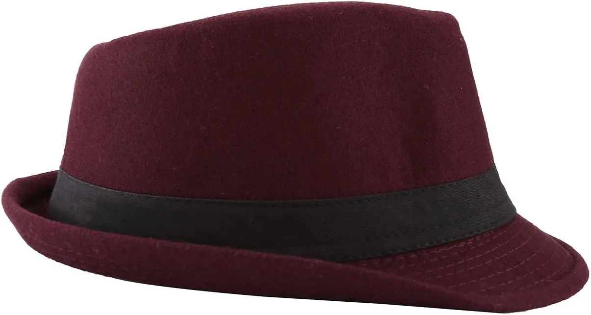 FALETO Unisex Classic 20s Trilby Fedora Hat with Band Casual Jazz Cap Manhattan