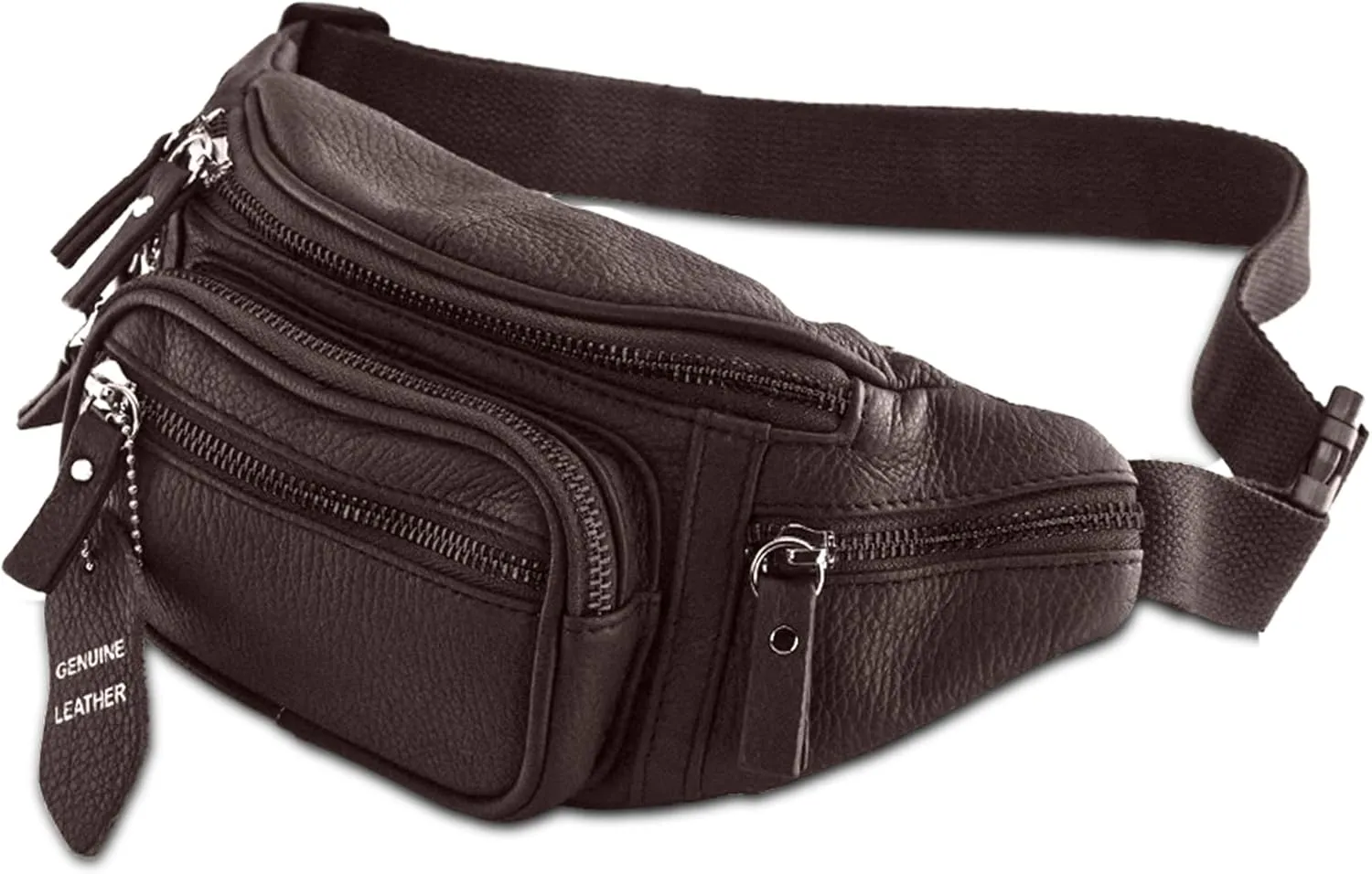 Fanny Pack Waist Bag Multifunction Genuine Leather Hip Bum Bag Travel Pouch for Men and Women- Multiple Pockets & Sturdy Zippers Ideal for Hiking Running And Cycling