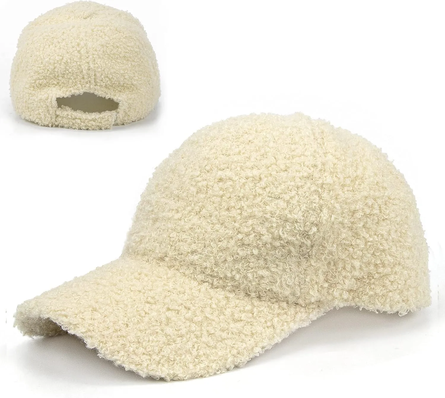Faux-Sherpa-Baseball-Hat for Women & Men Winter Warm Faux Shearling Baseball Cap Teddy-Fleece Hip-Hop Cap