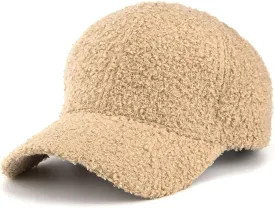Faux-Sherpa-Baseball-Hat for Women & Men Winter Warm Faux Shearling Baseball Cap Teddy-Fleece Hip-Hop Cap