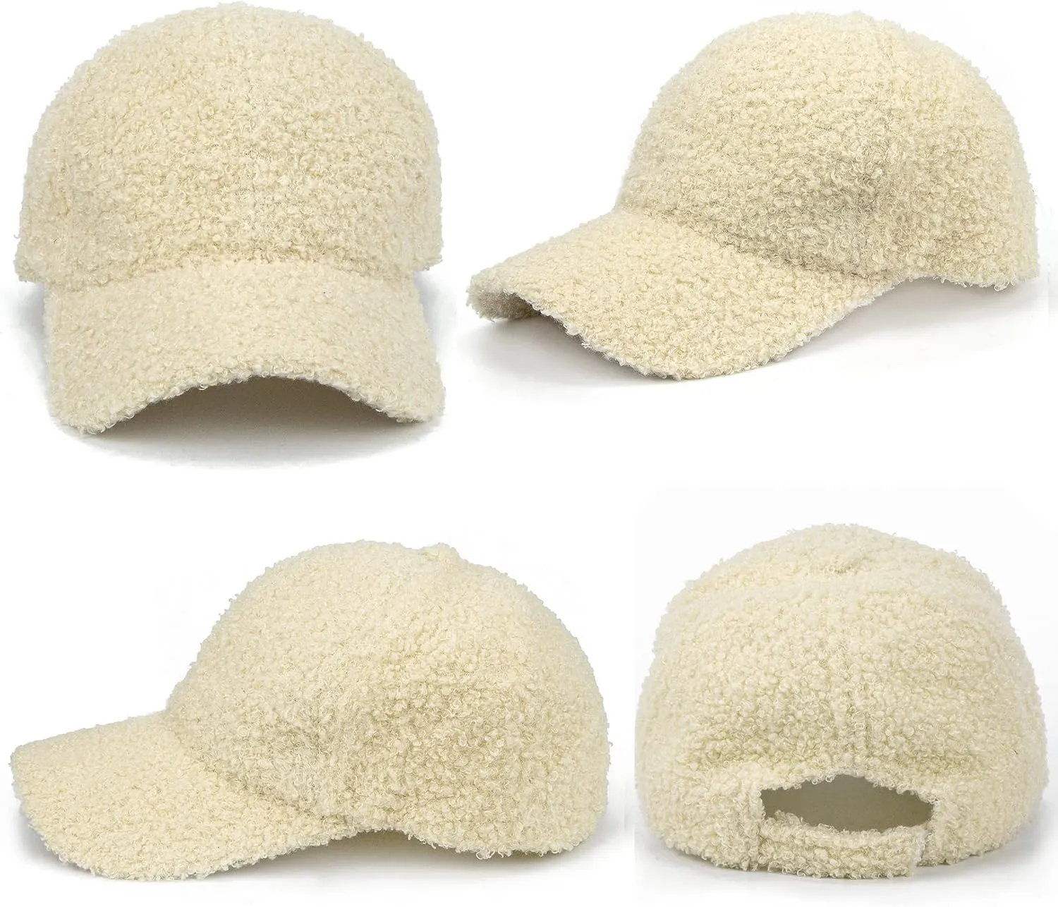 Faux-Sherpa-Baseball-Hat for Women & Men Winter Warm Faux Shearling Baseball Cap Teddy-Fleece Hip-Hop Cap