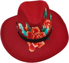Fedora Hat EmbroideAutumn Wool Hat Embroidery Hat Ethnic Big Jazz Hat for Men and Women