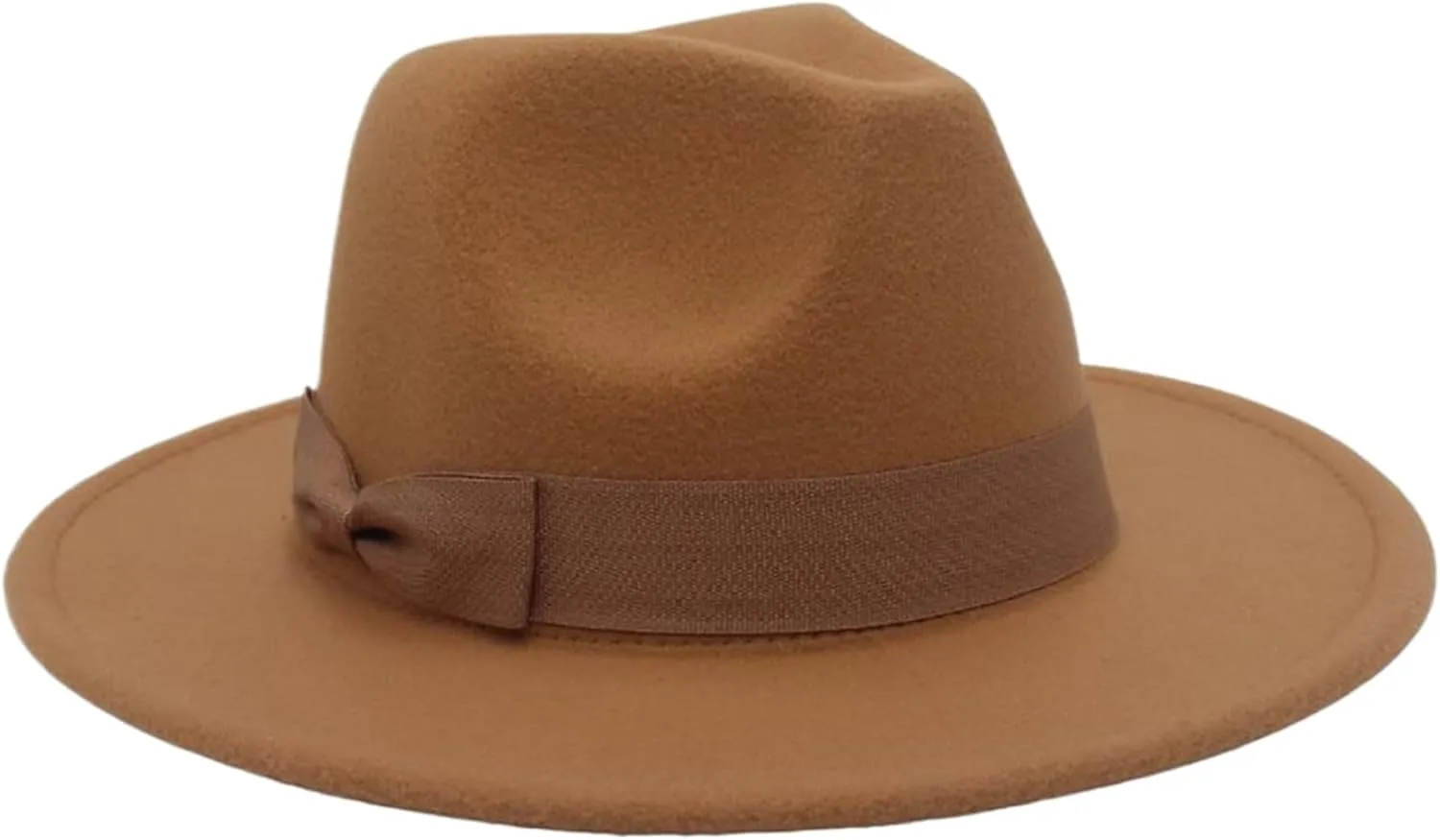 Felt Hats for Women, Classic Elegant Wide Brim Hat with Bow Decor, Adjustable Breathable Lightweight Women Hats for Park, Clubbing, or Casual Wear, Khaki