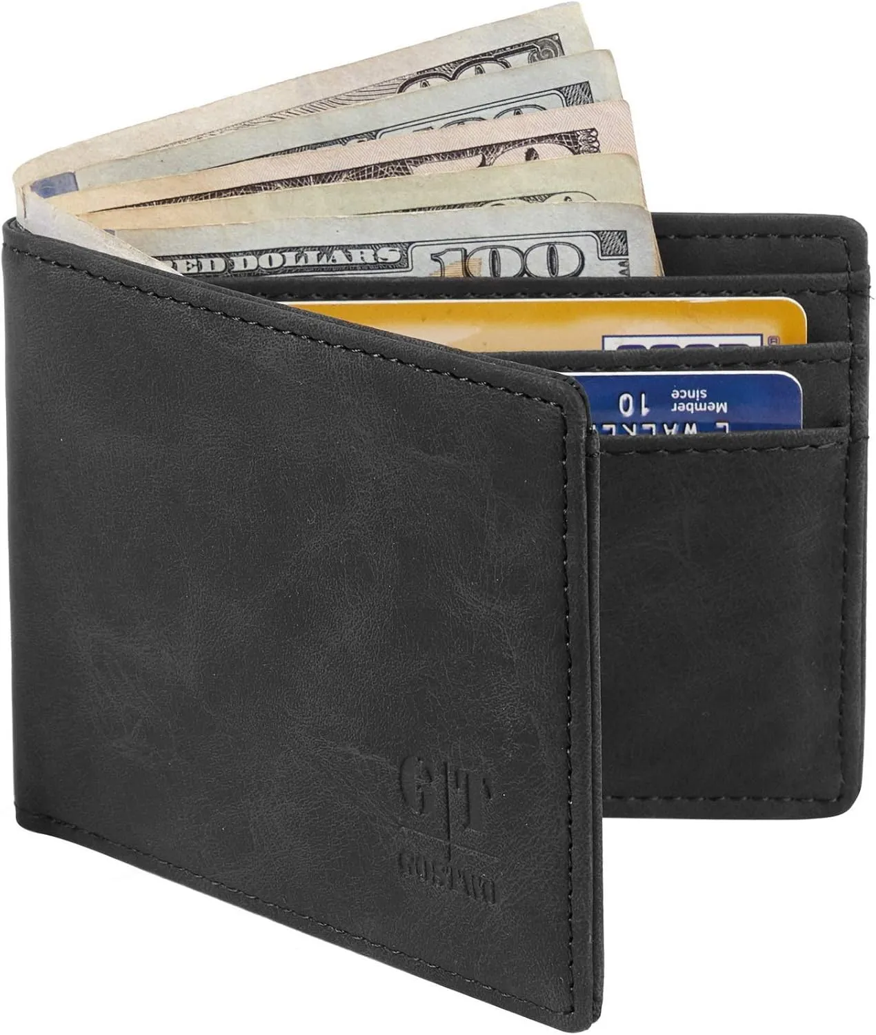 Gostwo Slim Wallet for Men Minimalist Leather ID Window Front Pocket Bifold Wallet