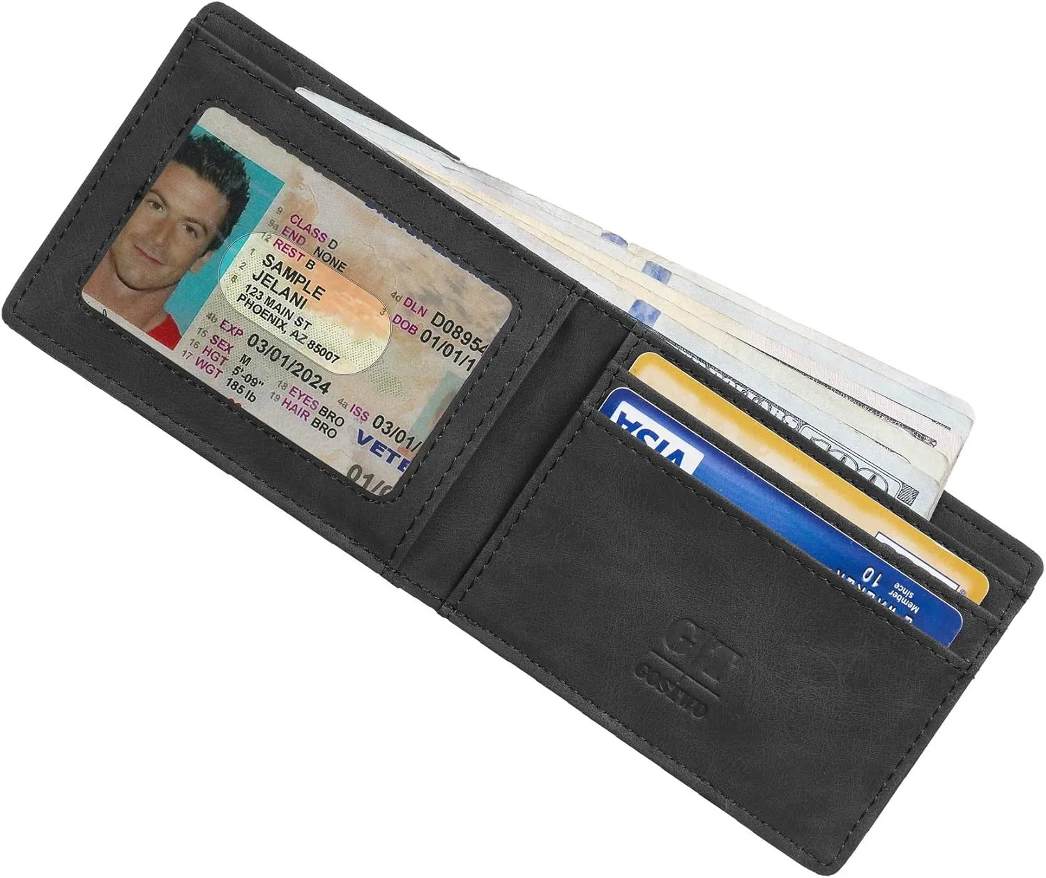 Gostwo Slim Wallet for Men Minimalist Leather ID Window Front Pocket Bifold Wallet