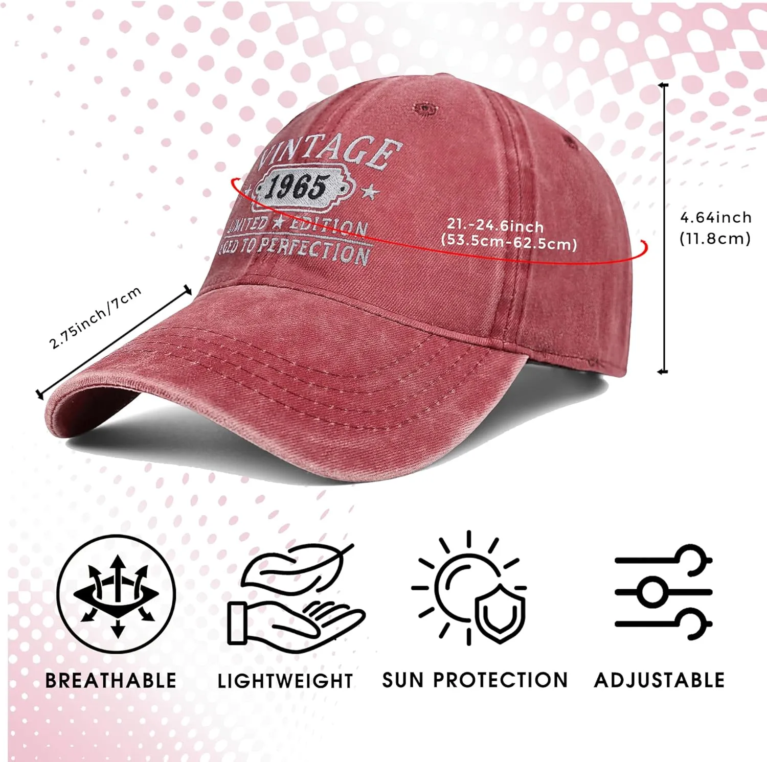 Happy 60th Birthday Gifts for Women Man Vintage 1965 Baseball Cap Funny Gifts Ideas