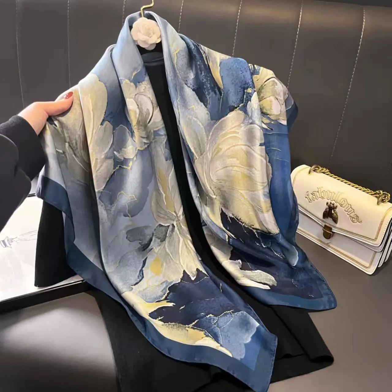 Headscarf Large Square Scarf 35" Fashion Scarves Silk Feeling Hair Wrapping Scarfs Hairscarf BA16