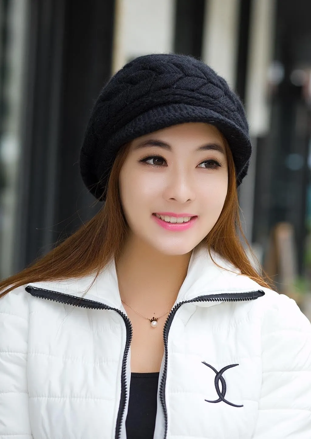 HINDAWI Women Winter Warm Knit Hat Wool Snow Ski Caps with Visor