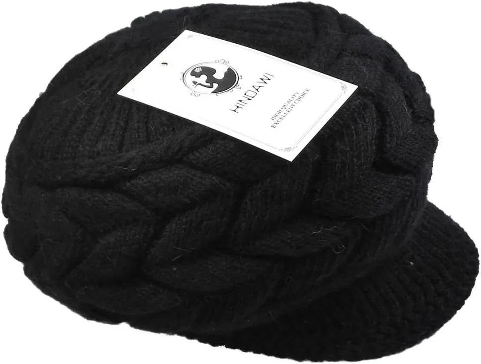 HINDAWI Women Winter Warm Knit Hat Wool Snow Ski Caps with Visor