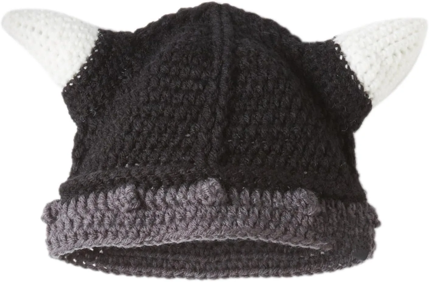 Kafeimali Men's Barbarian Vagabond Knit Hat Halloween Viking Horns Bearded Caps Black
