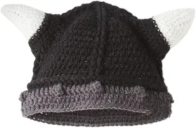 Kafeimali Men's Barbarian Vagabond Knit Hat Halloween Viking Horns Bearded Caps Black