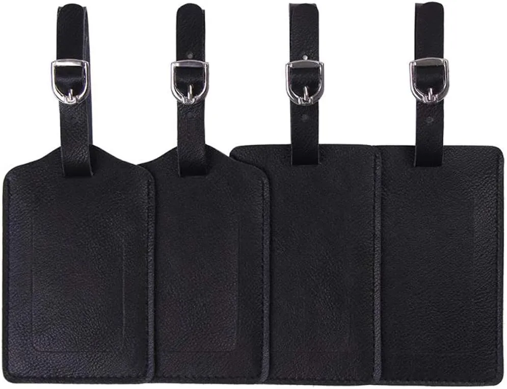 Leather Luggage Tags 4 Pack Bag Suitcase Labels