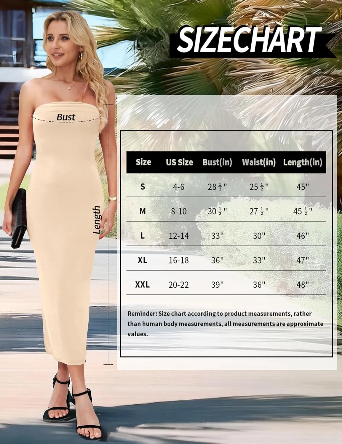 MANER Women's Strapless Bodycon Maxi Tube Dress Ribbed Elegant Casual Long Party Dresses