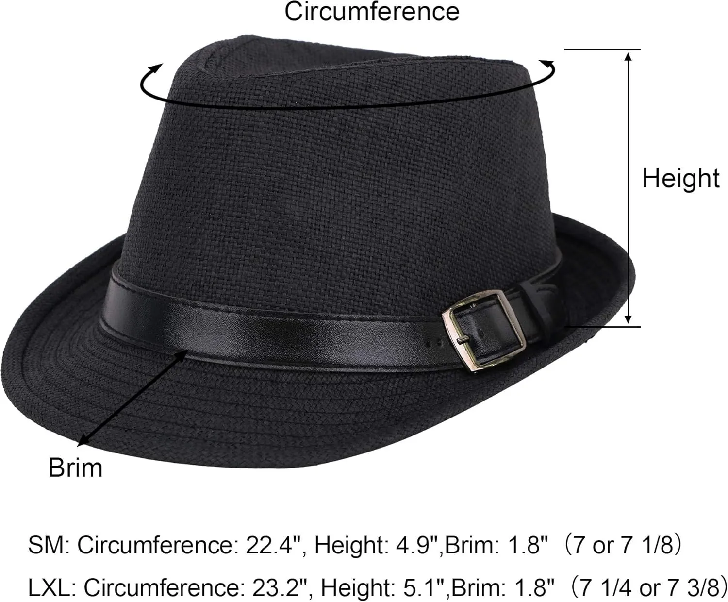 Men & Women's Miami Structured Straw Fedora Hat w/PU Leather Band