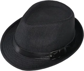 Men & Women's Miami Structured Straw Fedora Hat w/PU Leather Band