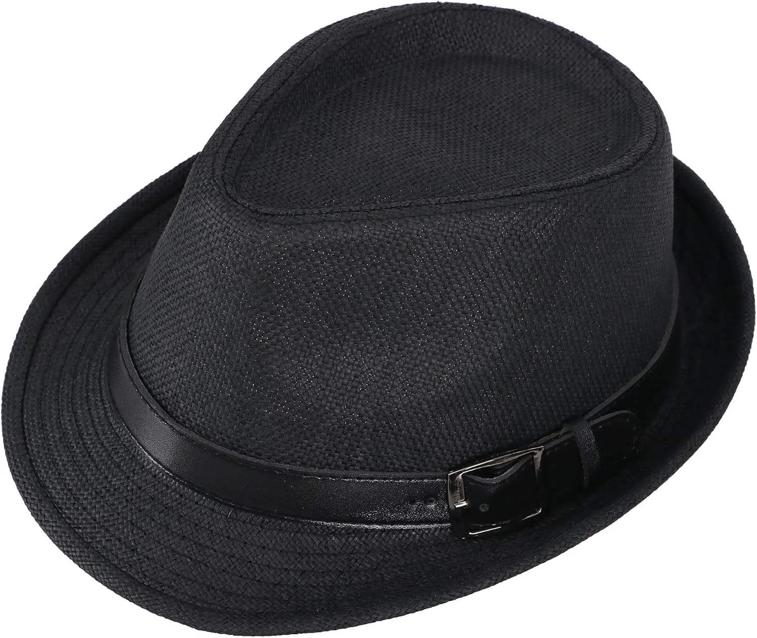 Men & Women's Miami Structured Straw Fedora Hat w/PU Leather Band