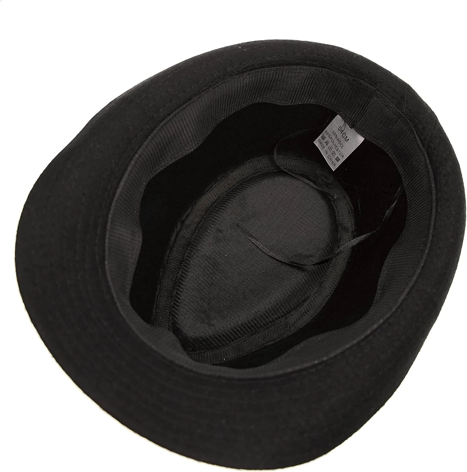 Men Classic Fedora-Hat Felt Manhattan-Gangster-Trilby with Band Unisex Women's Structured Trilby Fedora Hat(Size:S)