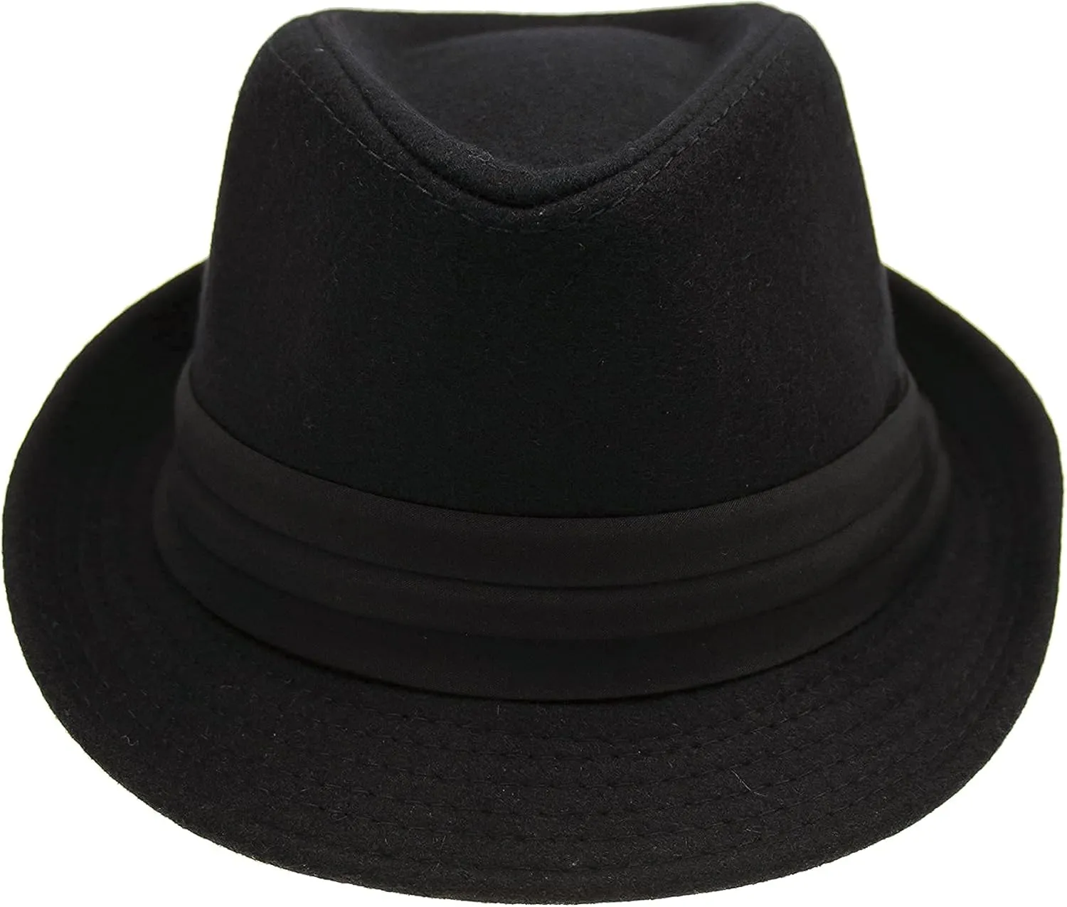 Men Classic Fedora-Hat Felt Manhattan-Gangster-Trilby with Band Unisex Women's Structured Trilby Fedora Hat(Size:S)