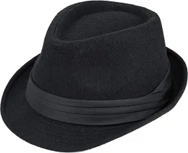 Men Classic Fedora-Hat Felt Manhattan-Gangster-Trilby with Band Unisex Women's Structured Trilby Fedora Hat(Size:S)