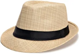 Men Fedora Hats Classic Solid Linen Jazz Cap Male Khaki Brand Spring Plain Outdoor Beach Hat(Gray)