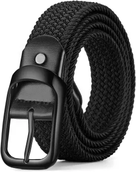 Mens Belts Stretchable Big and Tall Belts for Men Elastic Stretch Belt Black