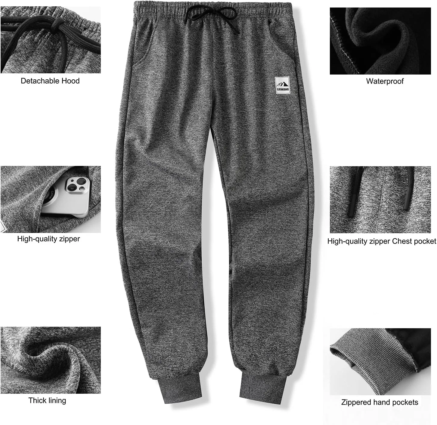 Men's Warm Lined Athletic Sweatpants Jogger Fleece Pants Winter Warm Track Pants