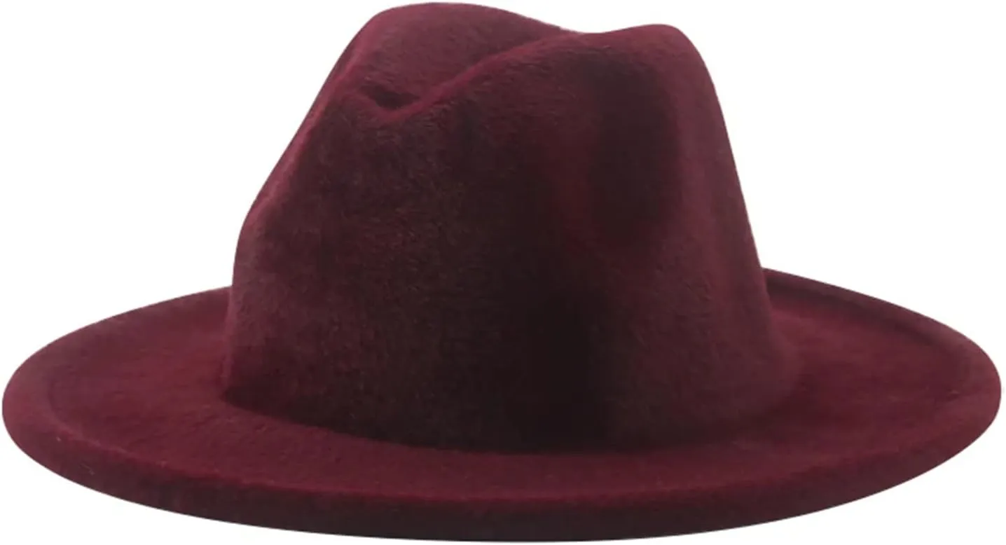 Mnjyihy Women Man Wool Fedoras Hat Solid Thick Wide Brim Casual Wedding Decorate Sombrero Chapeau
