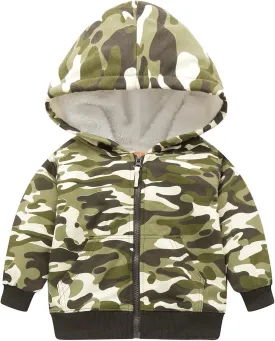 Mud Kingdom Boys Girls Full-Zip Hooded Sweatshirt Fur Lined Funny Pattern 6 Months-8 Years