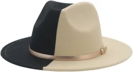 Patchwork Chain Fedoras Hat Unisex Church Hat Wide Brim Party Gradient Jazz Top Hat