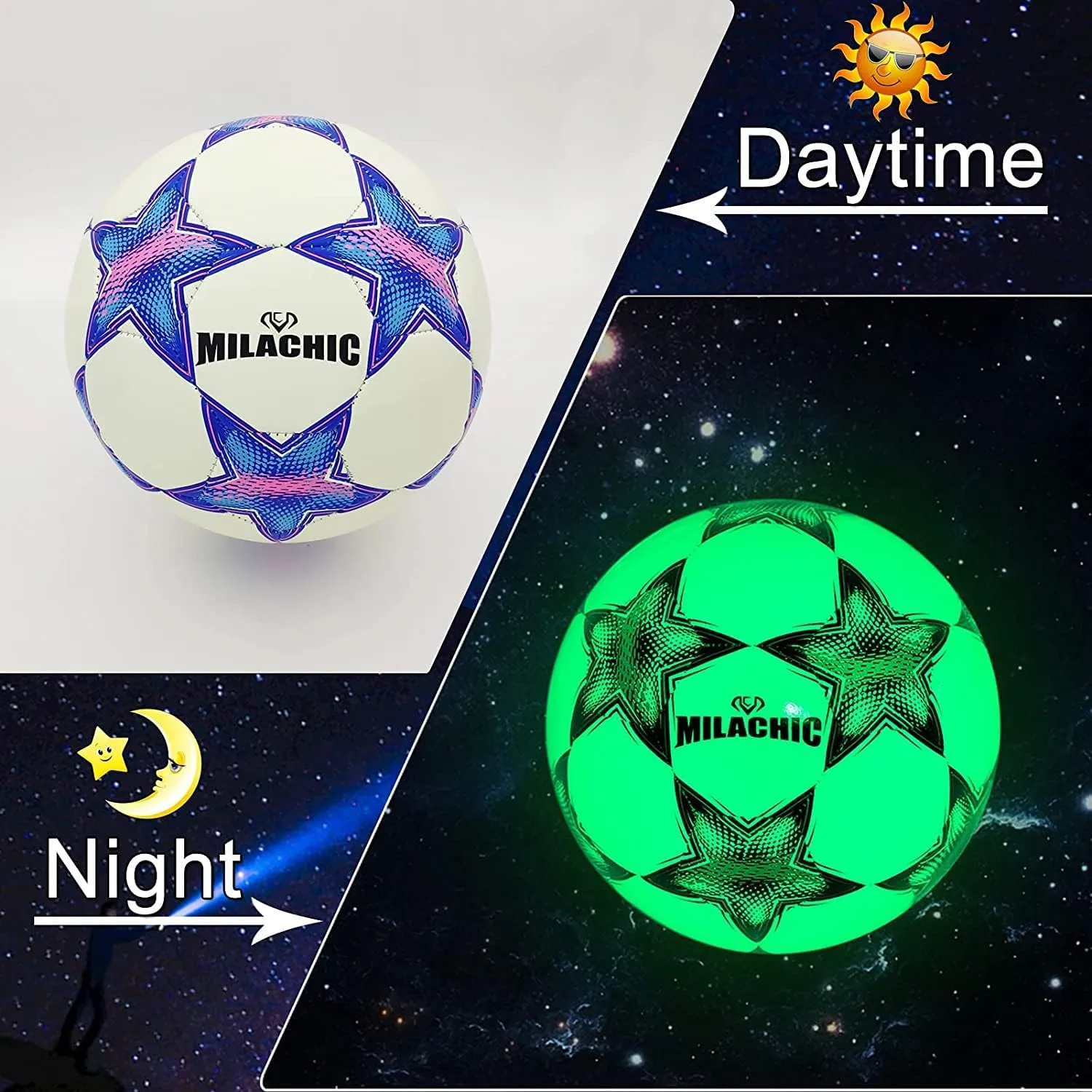 Personalized Soccer Ball Glow in The Dark, Customized Glowing Soccer Ball Gift for Teens, Youth, Men, Women Indoor Outdor Soccer Training (with Pump)