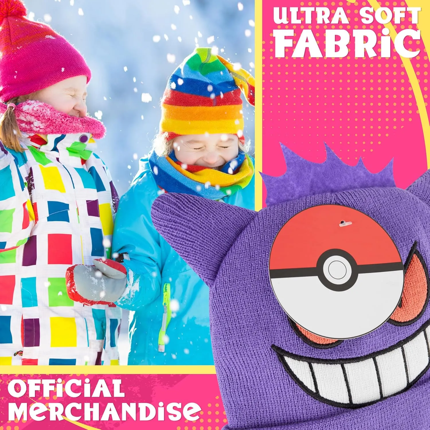 Pokemon Kids Beanie Hat, Cozy Knitted Winter Hats One Size - Gifts for Kids
