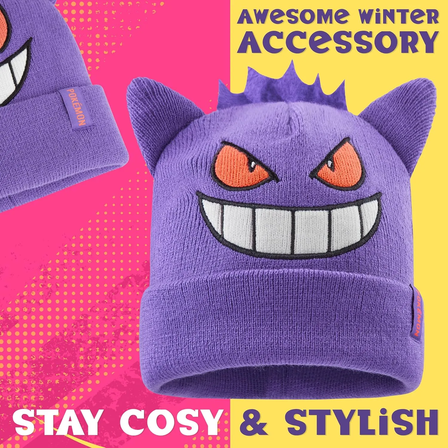 Pokemon Kids Beanie Hat, Cozy Knitted Winter Hats One Size - Gifts for Kids