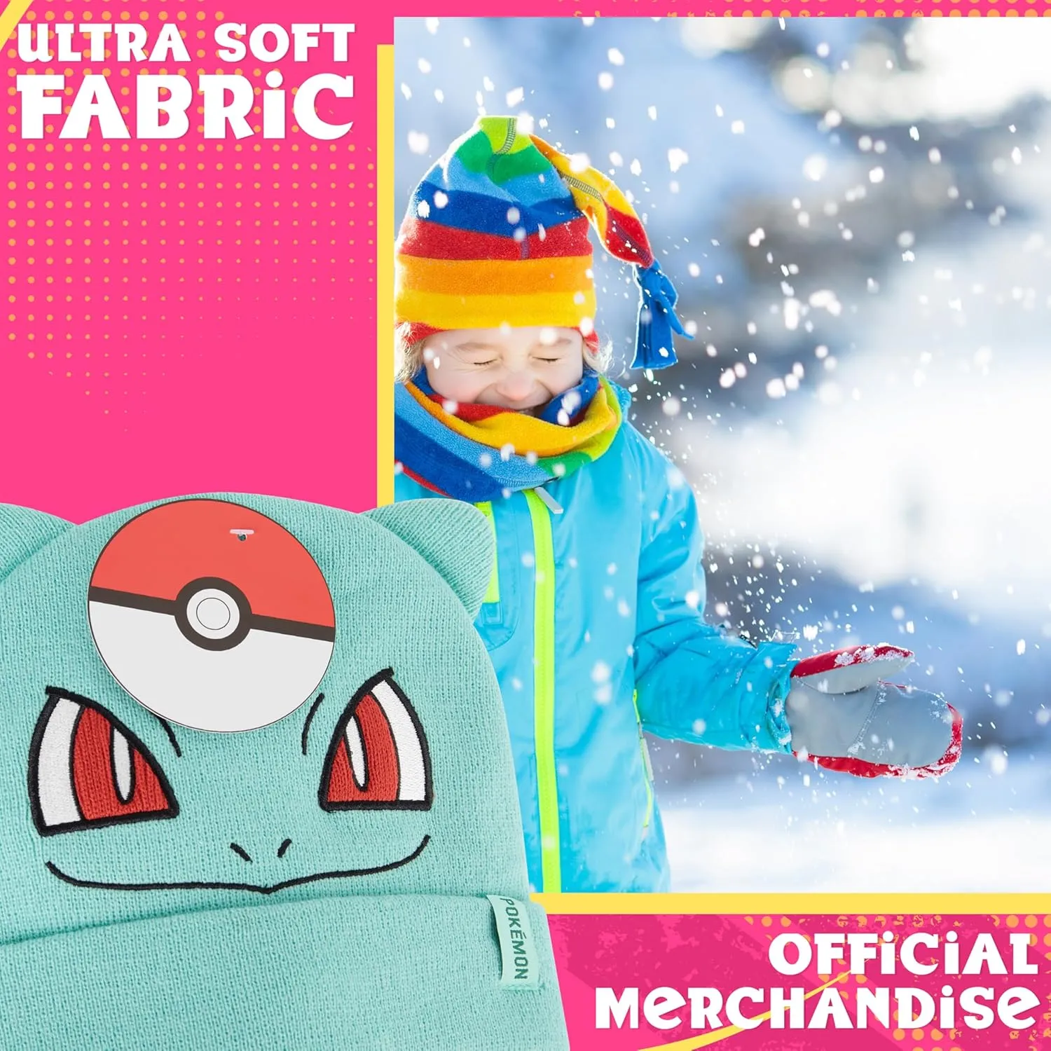 Pokemon Kids Beanie Hat, Cozy Knitted Winter Hats One Size - Gifts for Kids