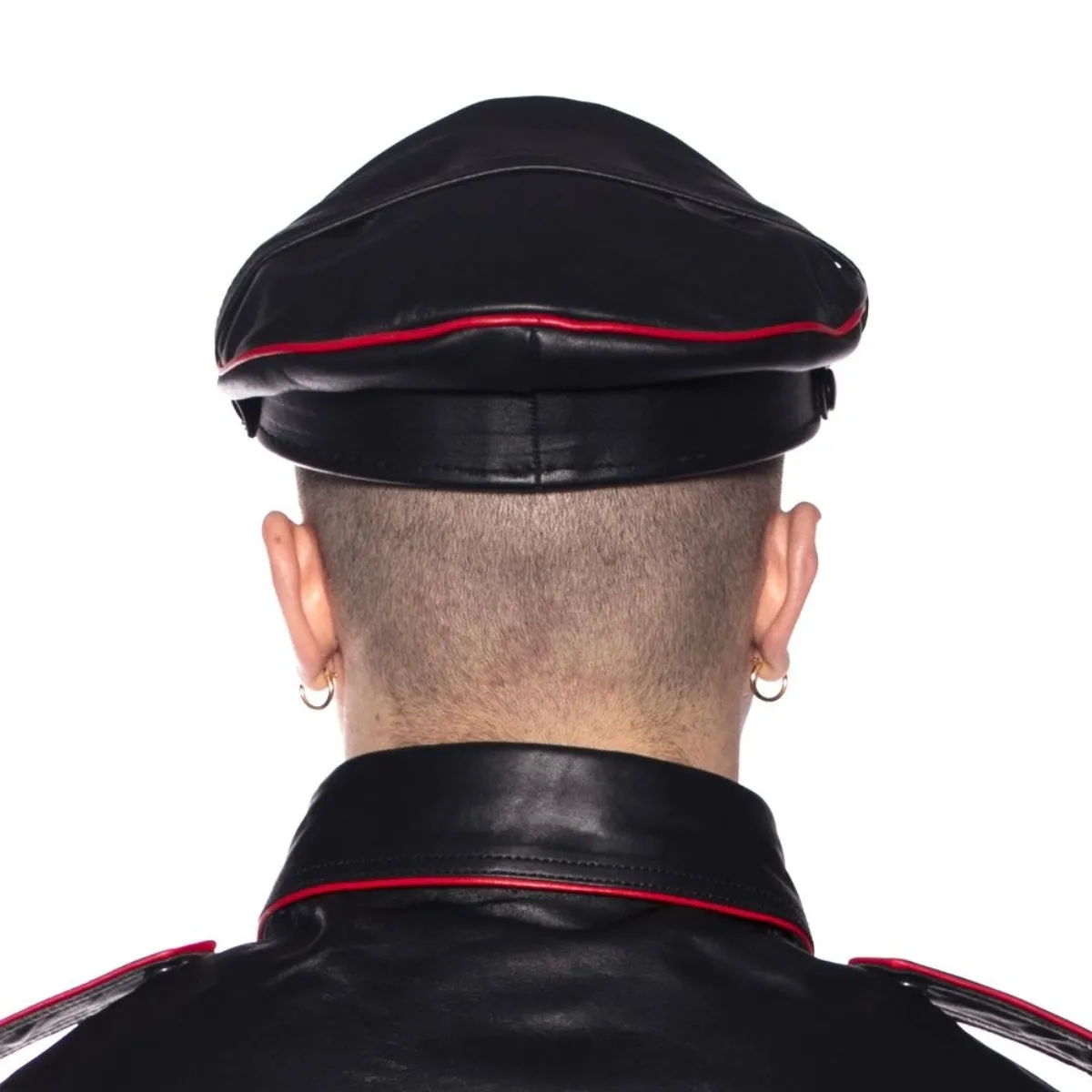 Prowler RED Leather Military Cap Black Red