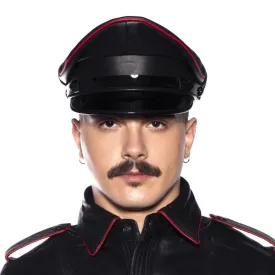 Prowler RED Leather Military Cap Black Red