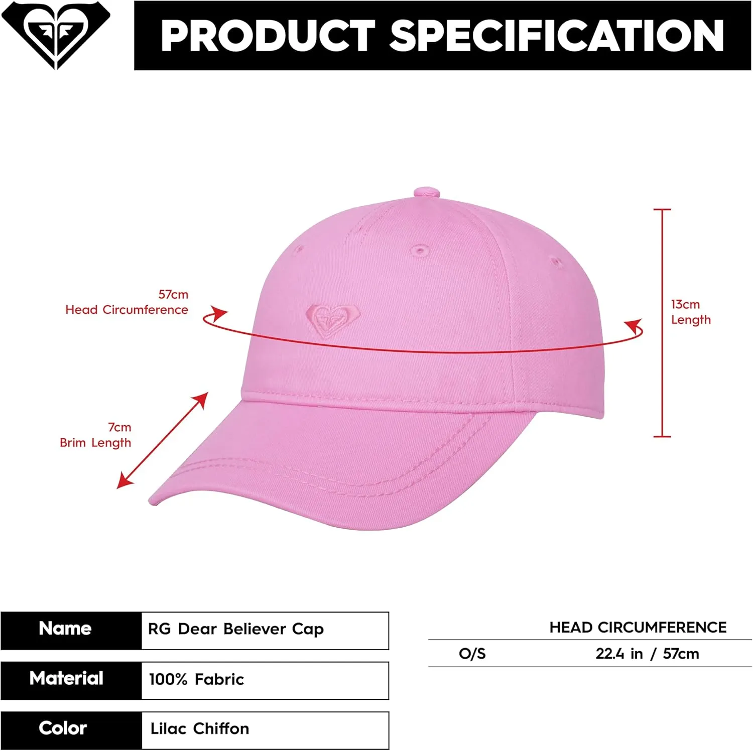 Roxy Girls' Dear Believer Baseball Hat