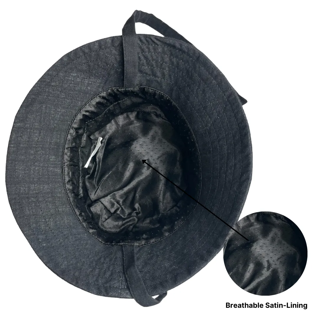 Satin Lined Bucket Hat-Black