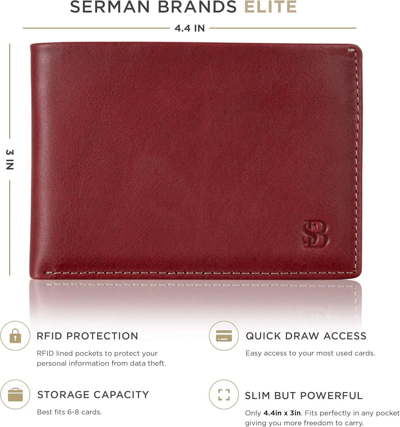 SERMAN BRANDS Mens Slim Bifold Wallet RFID Blocking Minimalist Front Pocket Wallets for Men - Thin & Stylish